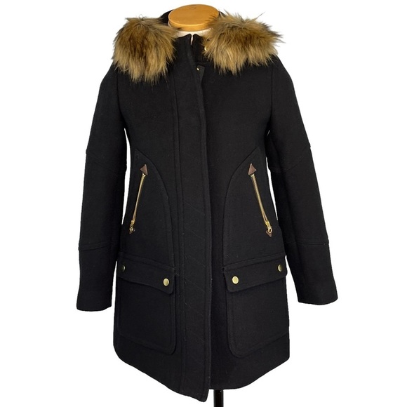 J. Crew Wool Blend Chateau Parka in Black Size 00P - Picture 1 of 13